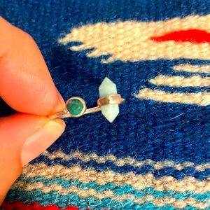 Unique adjustable silver and gemstone ring